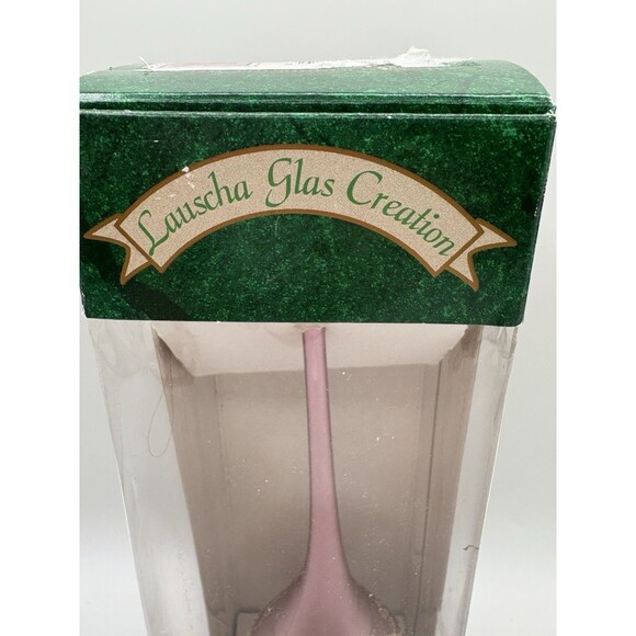 Vtg Lauscha Glas Creation PINK Blown Glass Tree Topper GLITTER FLORAL 11” German - Picture 9 of 13